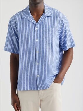EUC Corridor Stripe Linen & Cotton Camp Shirt size S
